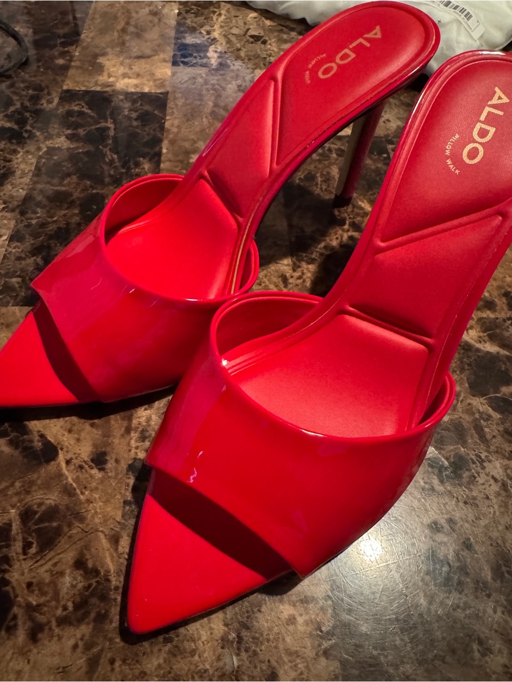 ALDO Red Patent Pointed-Toe Stiletto Mules - Picture 3 of 4